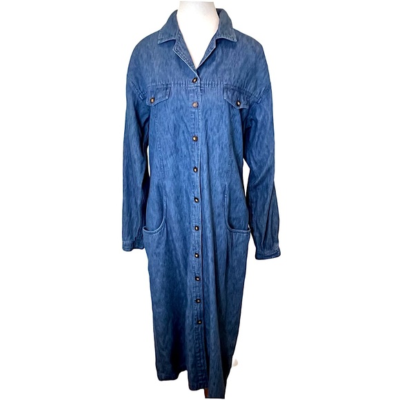 Eddie Bauer Denim Shirt Dress Women’s Sz M 
Vintage Classic Sophisticated - Picture 6 of 12